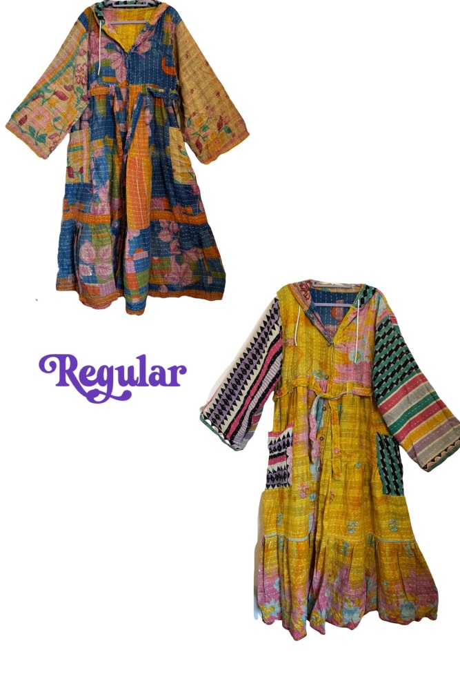 (Regular)Eden goddess Reversible Kantha hooded robe