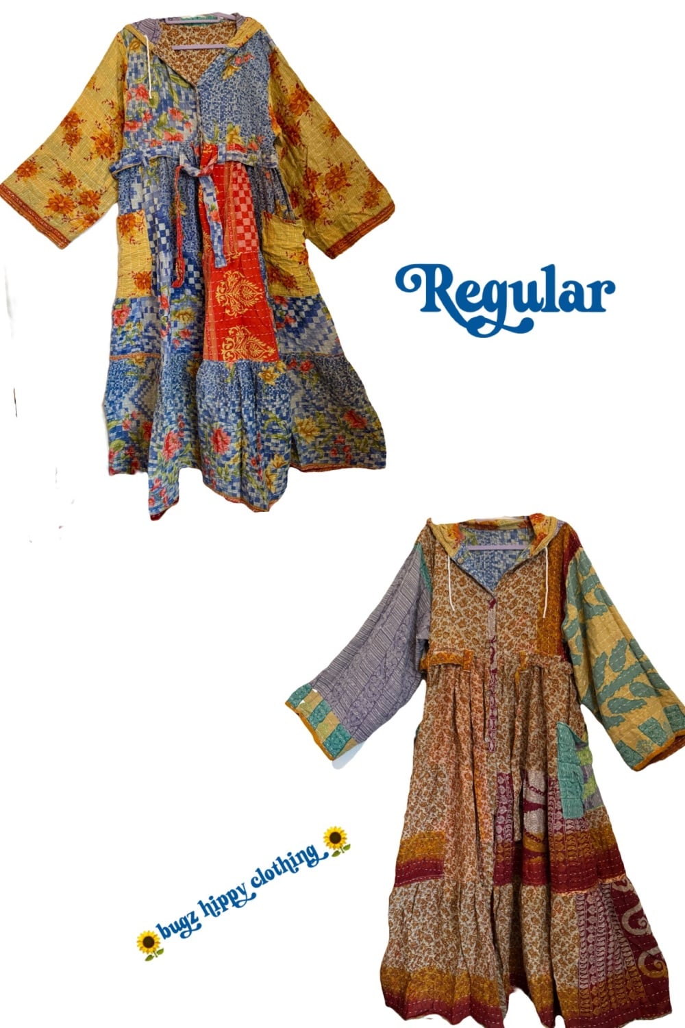 (Regular)Eden goddess Reversible Kantha hooded robe