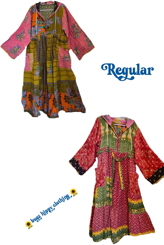 (Regular)Eden goddess Reversible Kantha hooded robe