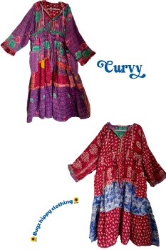 Curvy-Eden goddess Reversible Kantha hooded robe