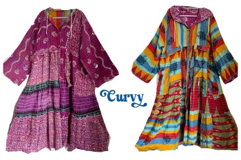 Curvy-Eden goddess Reversible Kantha hooded robe
