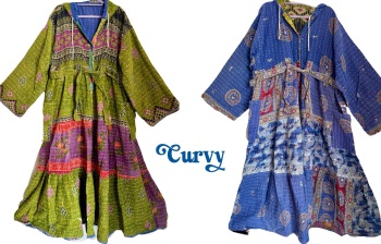 Curvy-Eden goddess Reversible Kantha hooded robe