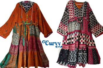 Curvy-Eden goddess Reversible Kantha hooded robe
