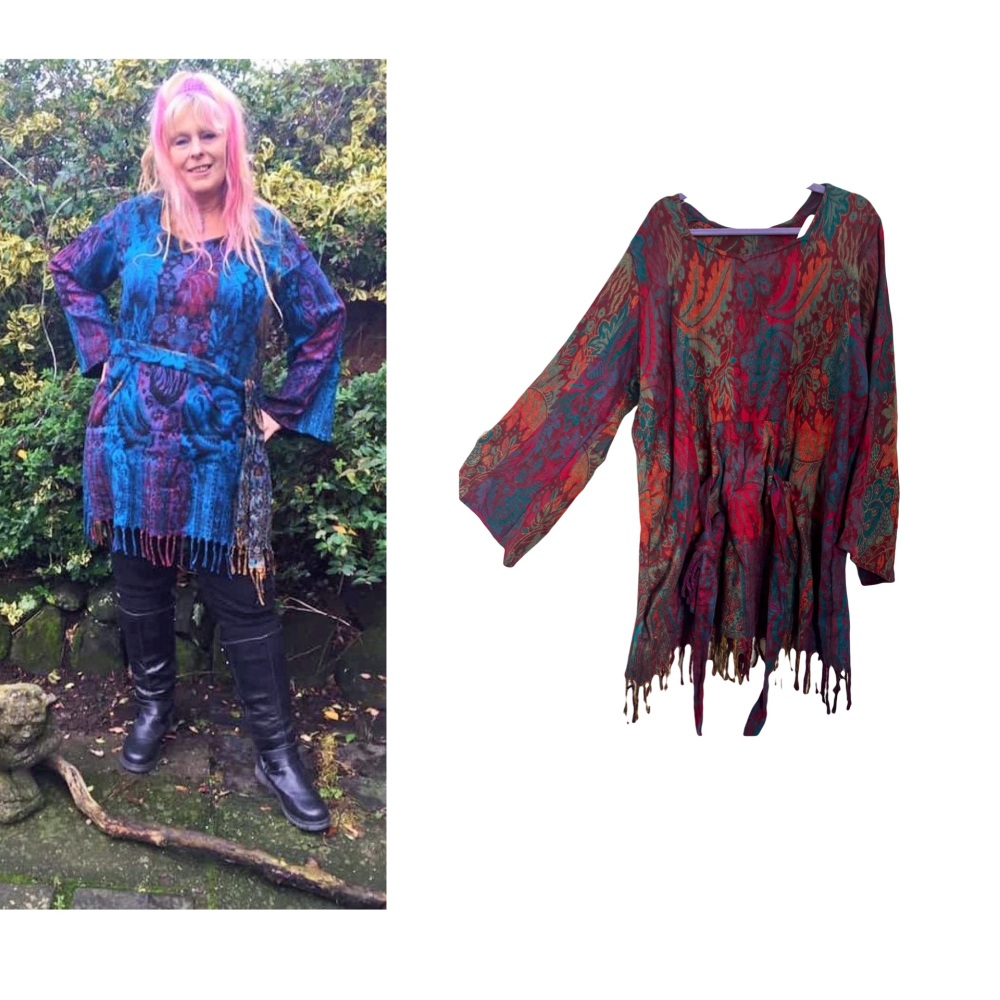 Avaline cashmelon pixie hood dress with belt