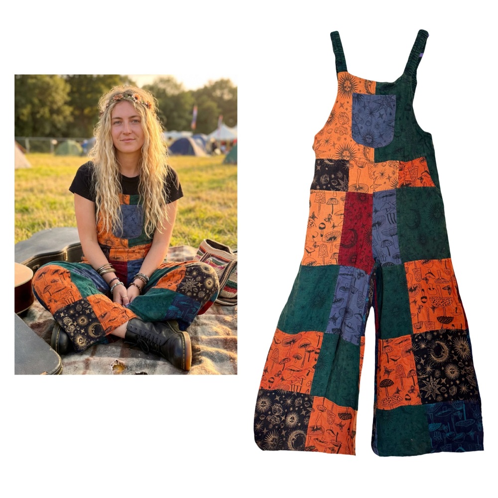 Flare hippie celestial dungarees 10-14