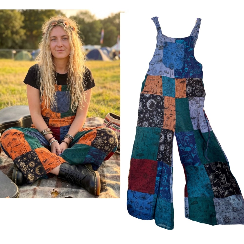 Flare hippie celestial dungarees 10-14