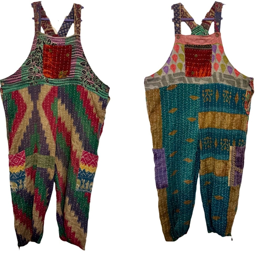 Funky Kantha Georgie reversible  dungarees (curvy)