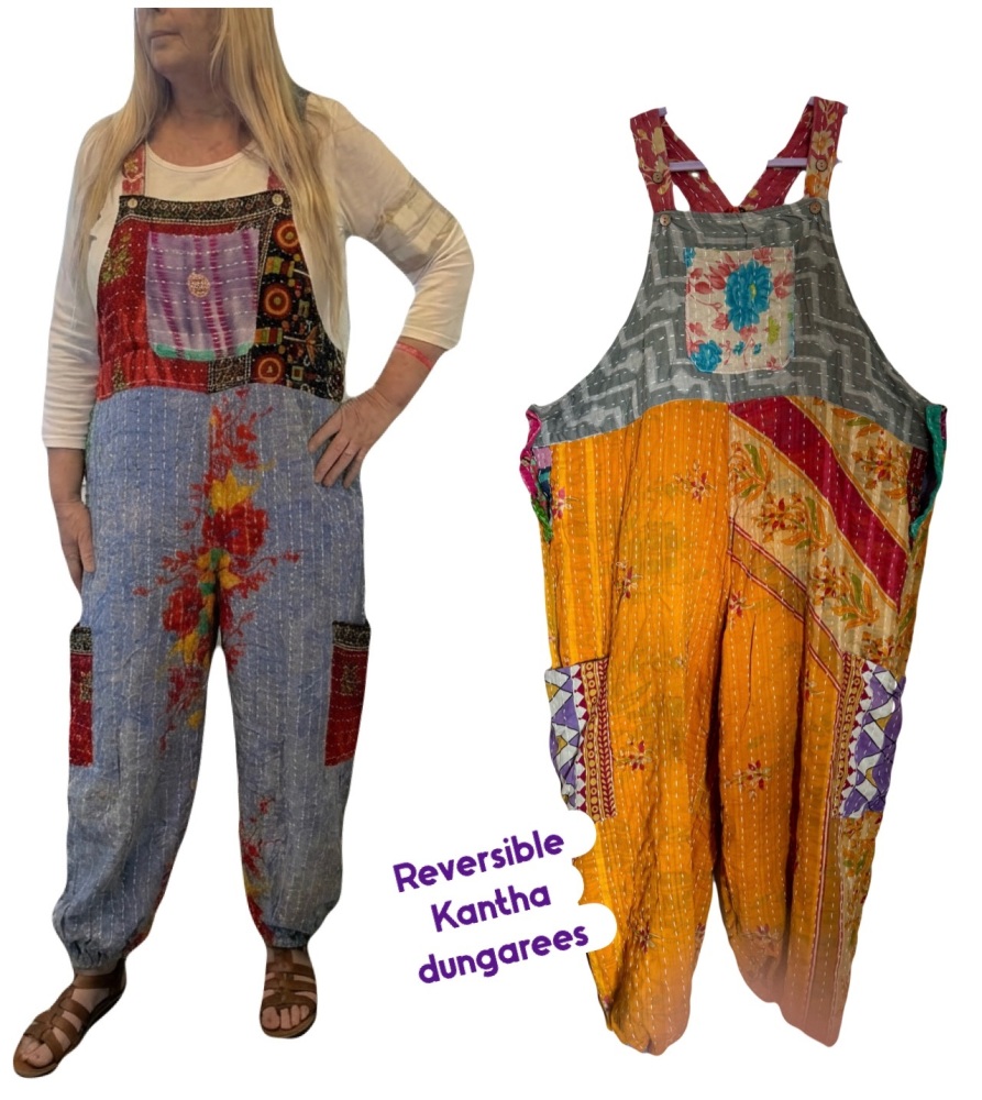 Funky Kantha Georgie reversible  dungarees (curvy)