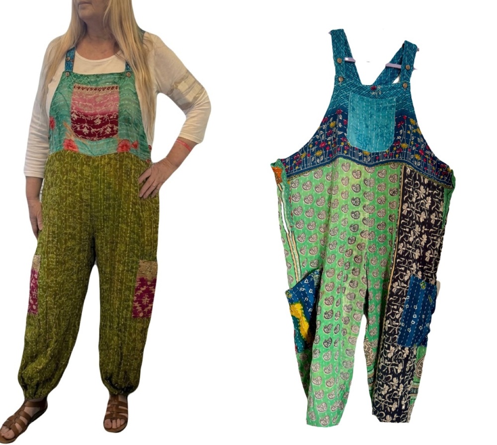 Funky Kantha Georgie reversible  dungarees (curvy)