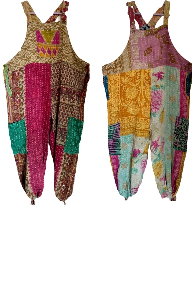 Funky Kantha Georgie reversible  dungarees (curvy)
