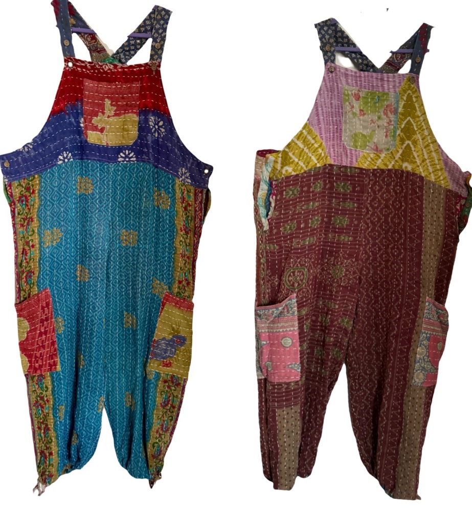 Funky Kantha Georgie reversible  dungarees (curvy)