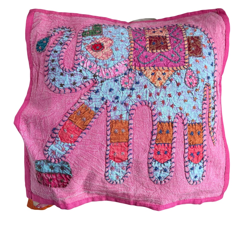 Appliqu&eacute; Elephant cushion cover