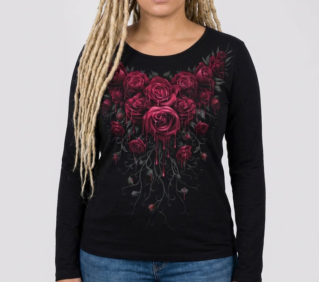 Spiral direct - Blood Rose long sleeve baggy top various sizes
