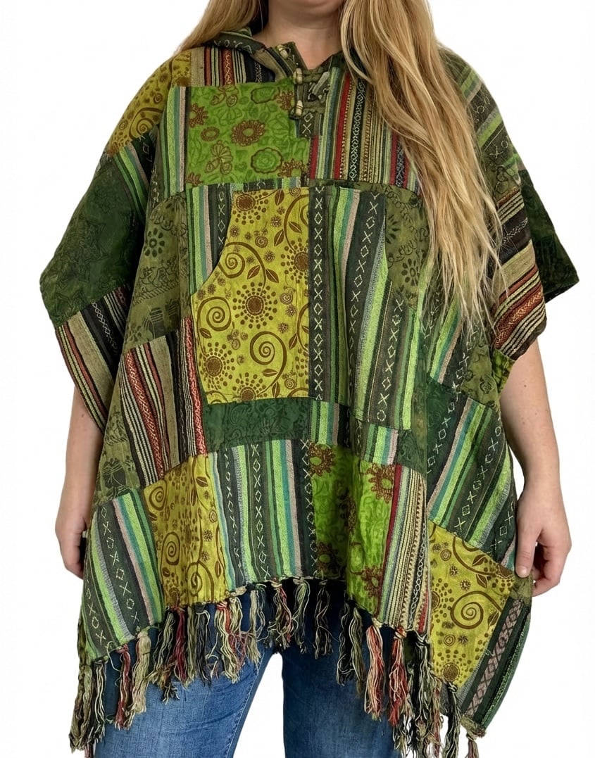 Gorgeous funky patchwork mushroom poncho