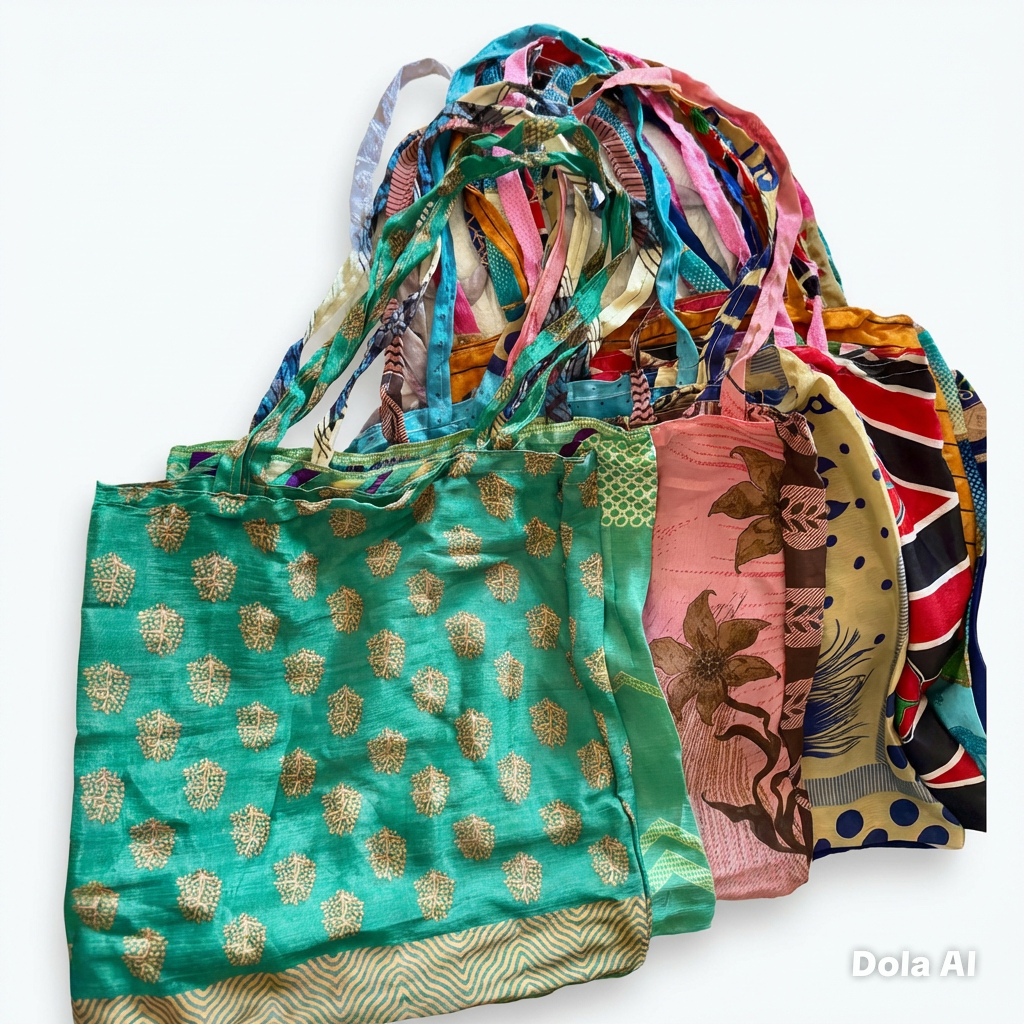 Job lot of 20 saree tote bags