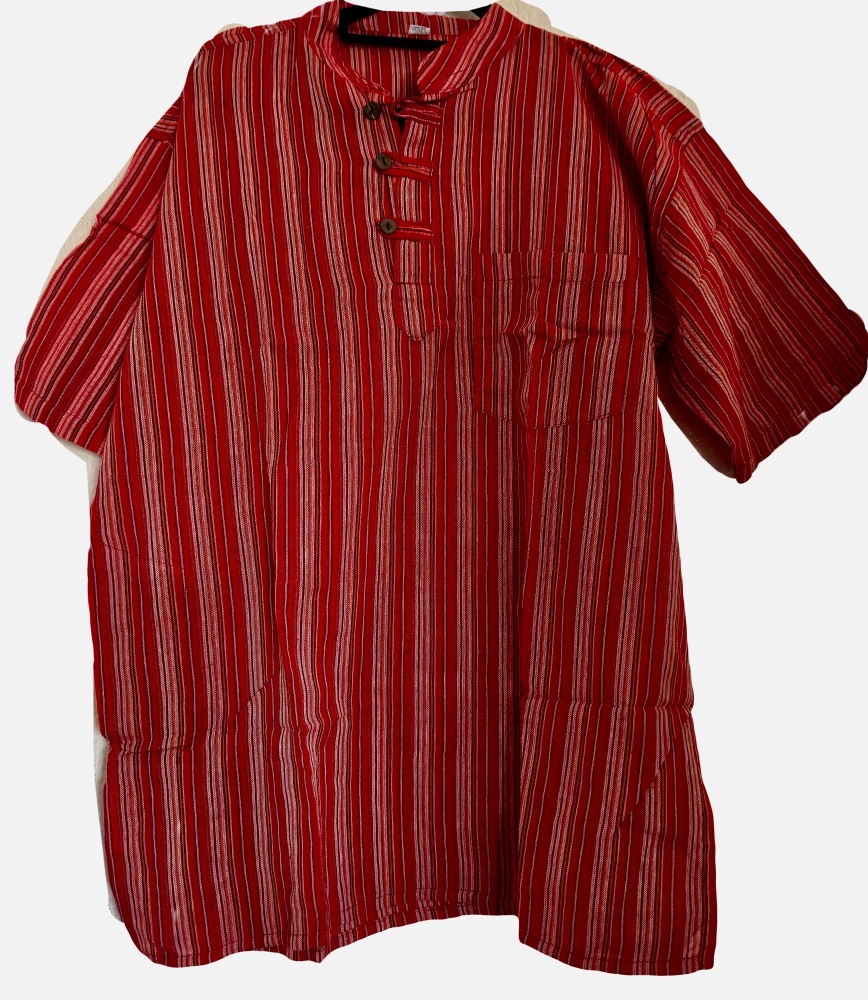 Short sleeved red stripe hippy shirt