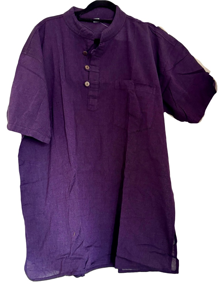 short  sleeved plain purple  hippy shirt