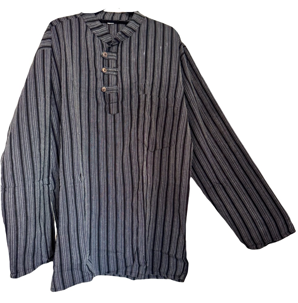 Long sleeved  black/grey stripe hippy shirt