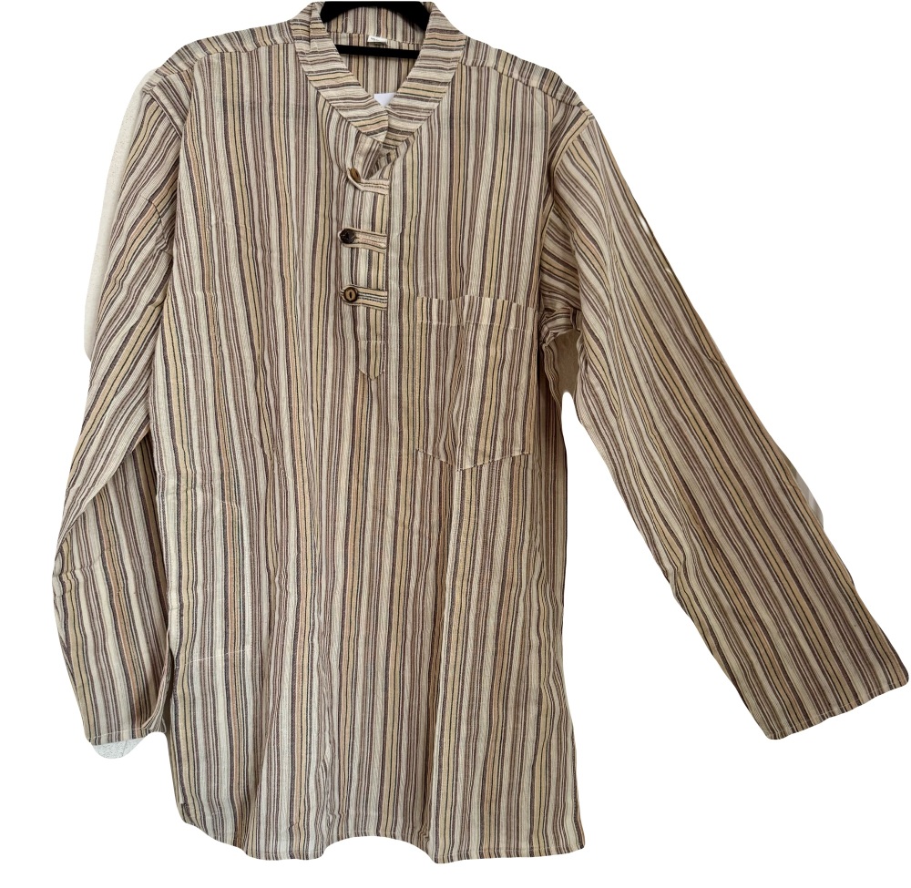 Long  sleeved cream stripe hippy shirt