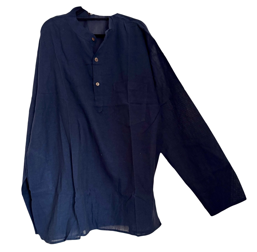 Long  sleeved plain dark blue   hippy shirt
