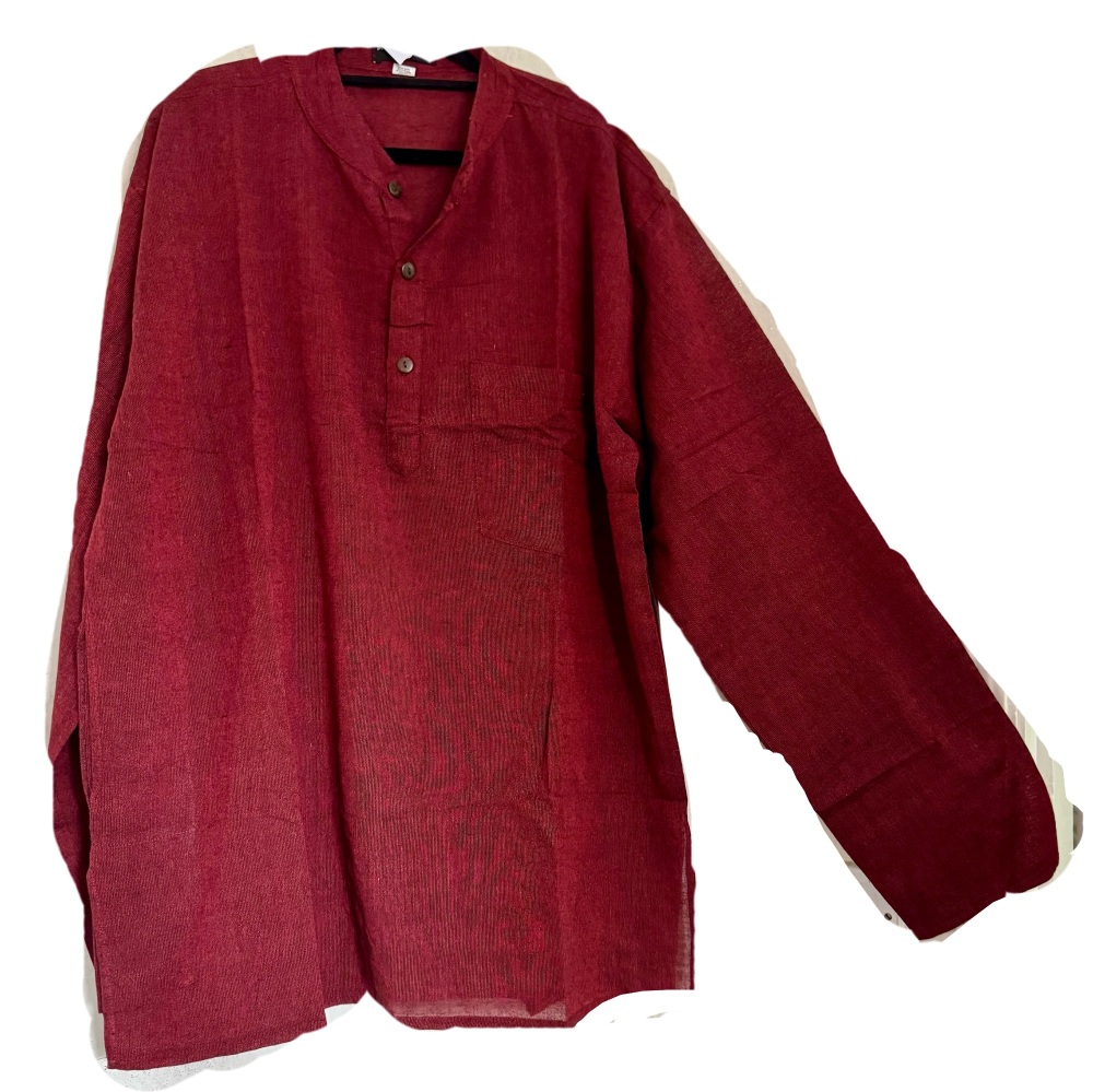 Long  sleeved plain burgundy  hippy shirt