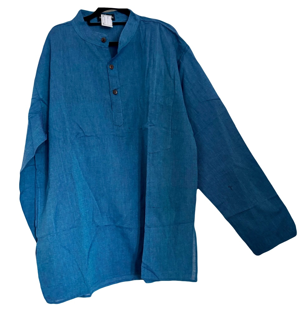 Long sleeved  plain light blue  hippy shirt