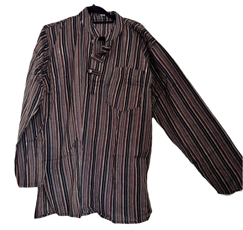 Long sleeved  brown stripe  hippy shirt