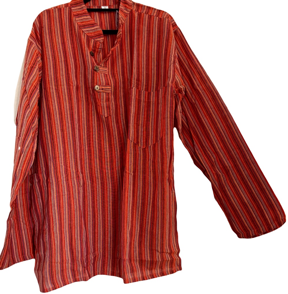 Long sleeved orange  stripe hippy shirt