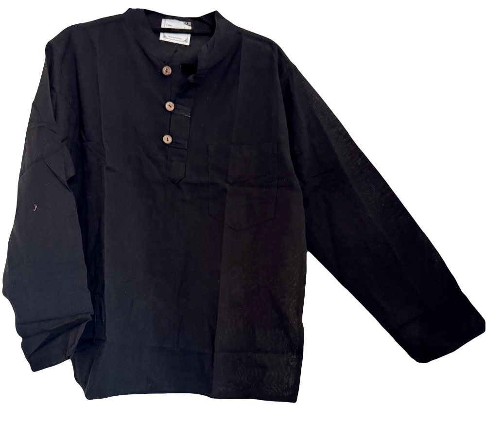 Long sleeved  plain black hippy shirt