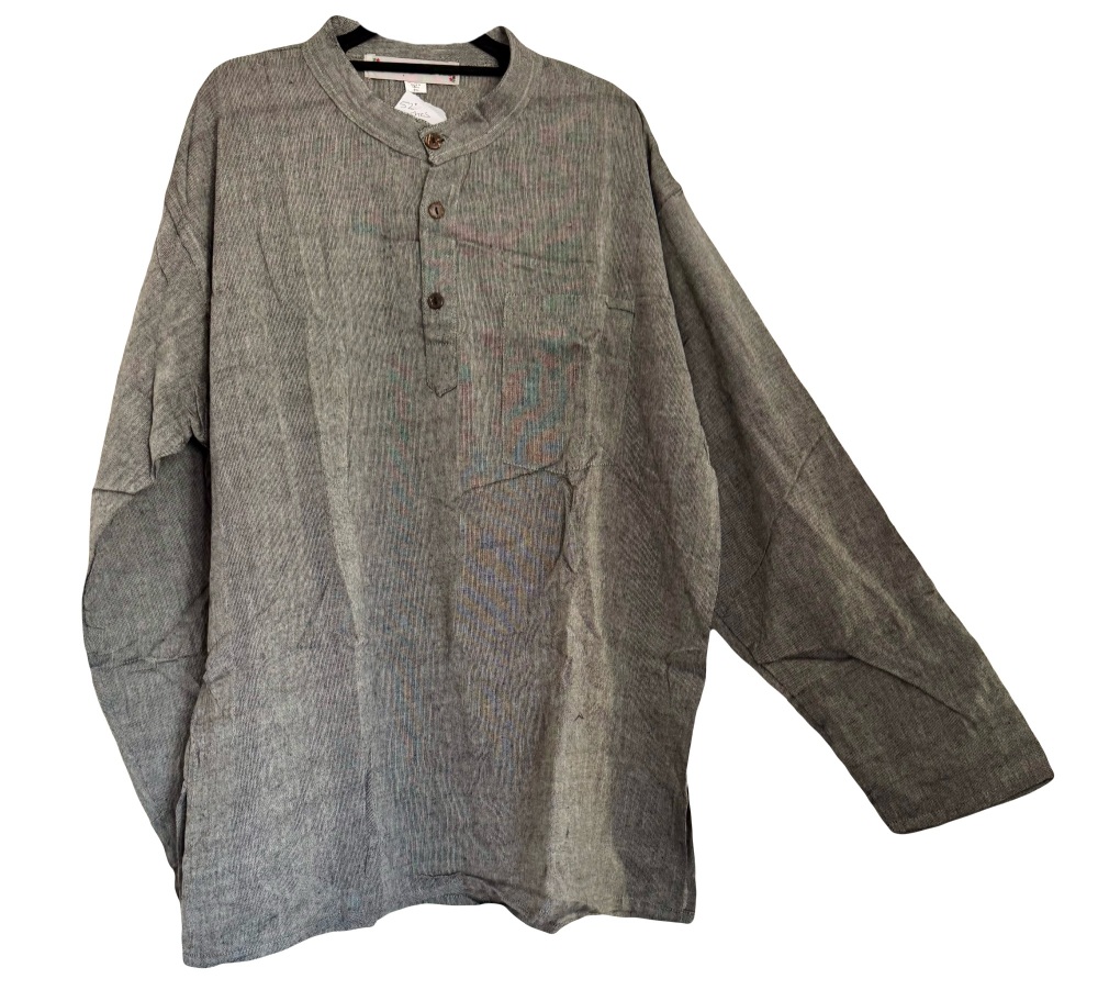 Long  sleeved plain grey  hippy shirt