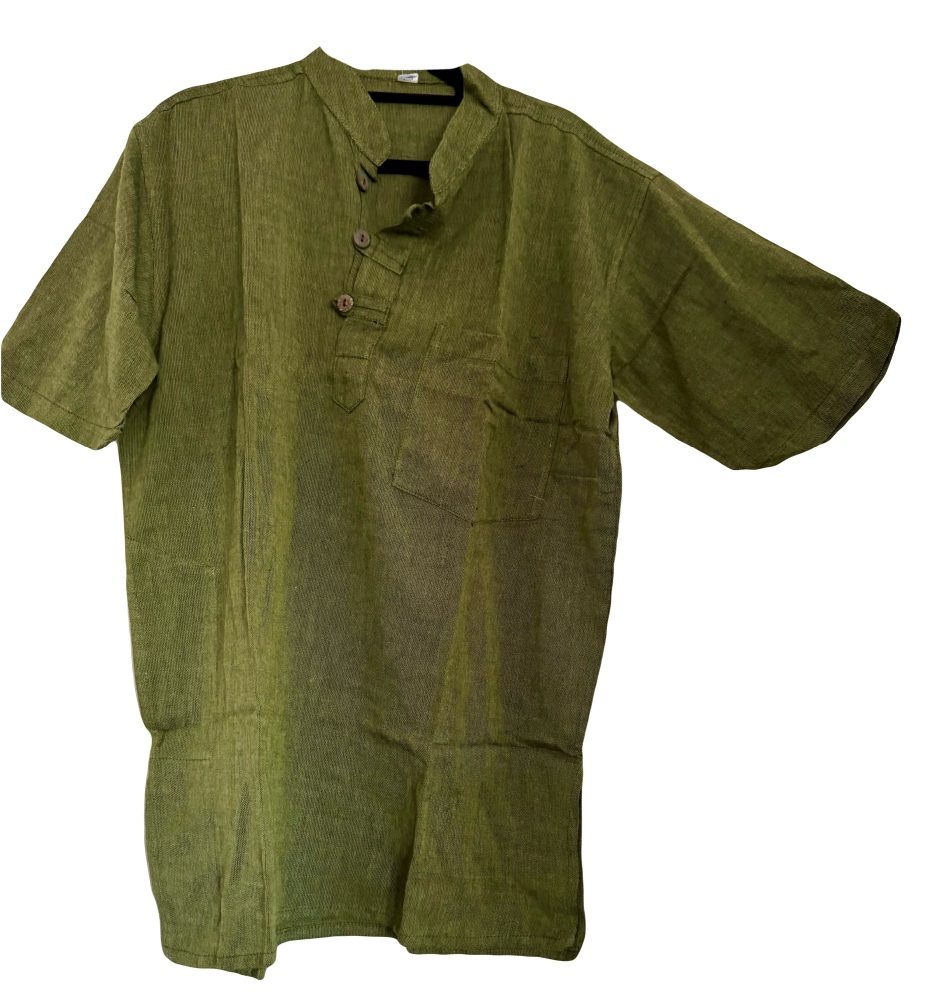 short  sleeved plain green  hippy shirt