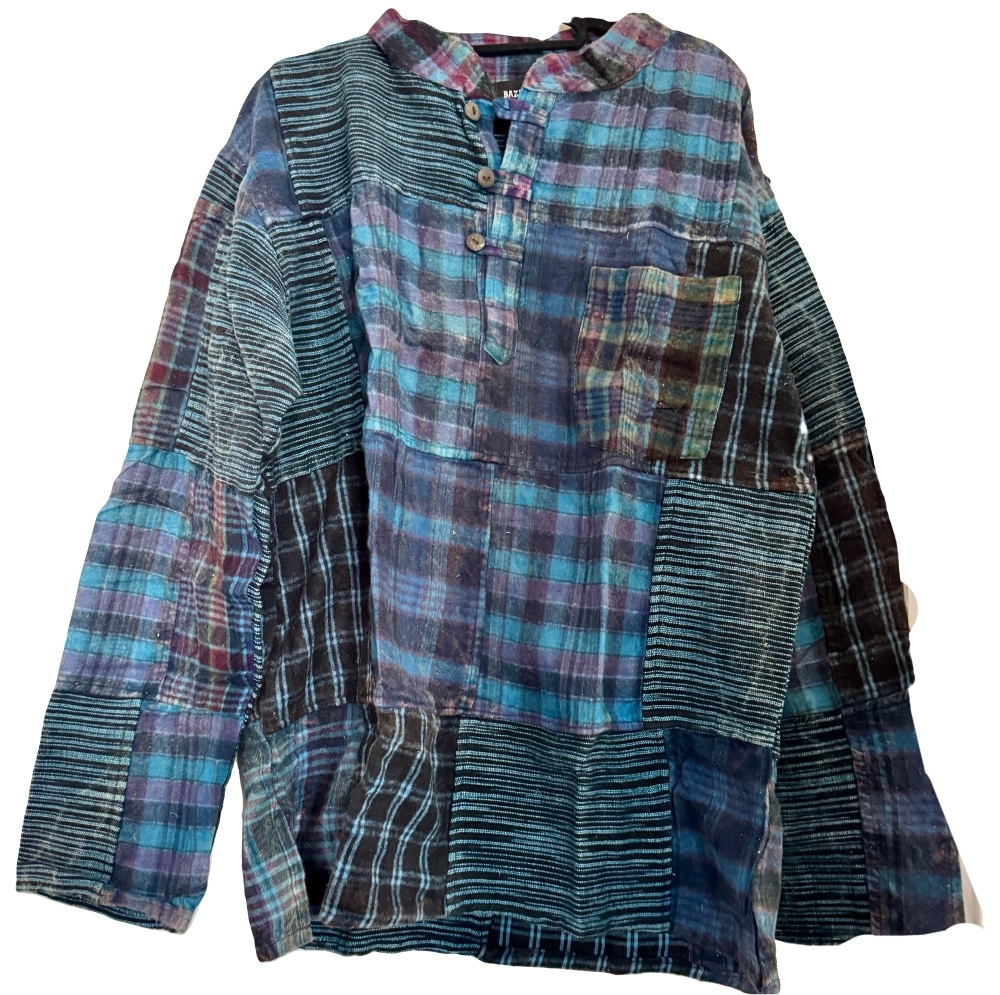 Long  sleeved thicker patchwork hippy shirt