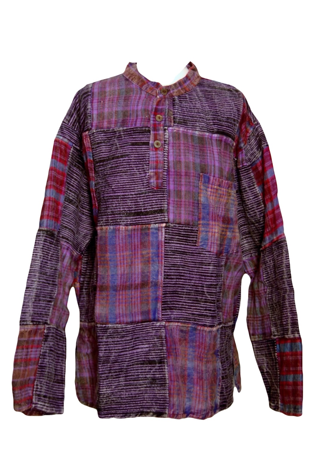 Long  sleeved thicker patchwork hippy shirt