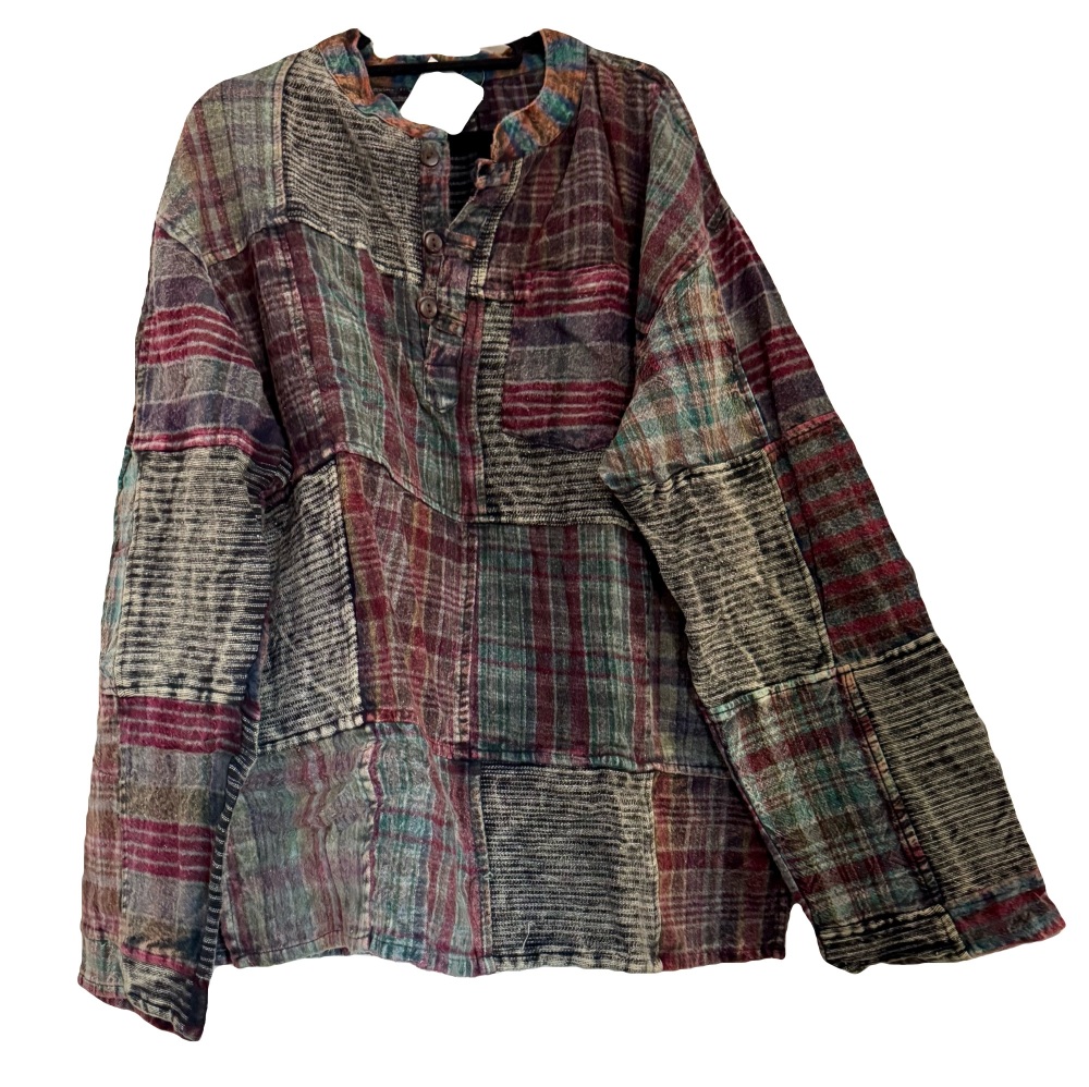 Long  sleeved thicker patchwork hippy shirt