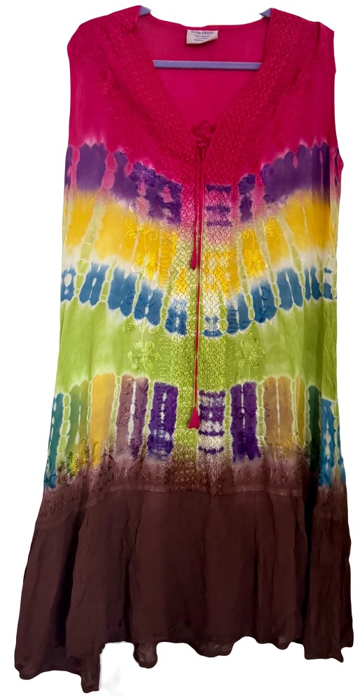 Boho tie dye embroidered long  top( bust 46 inches)