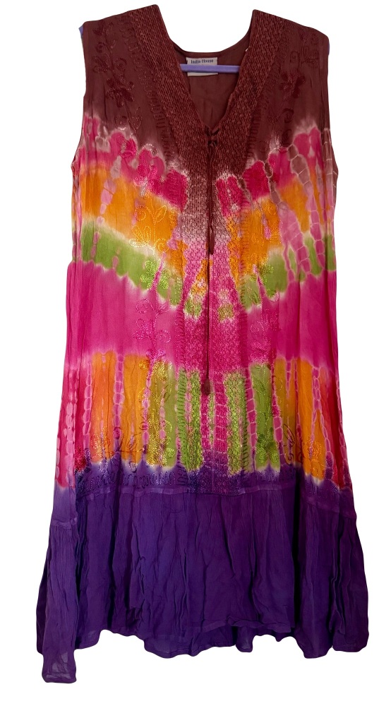 Boho tie dye embroidered long  top( bust 46 inches)
