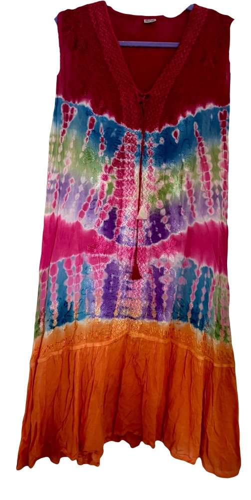 Boho tie dye embroidered long  top( bust 46 inches)