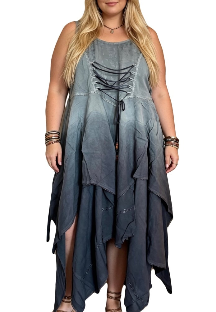 Alaya  corset, double layer dip dye dress  ( curvy)