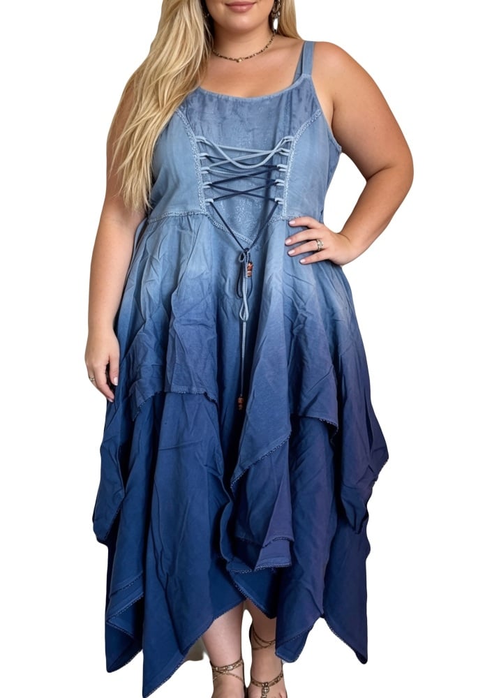 Alaya  corset, double layer dip dye dress  ( curvy)