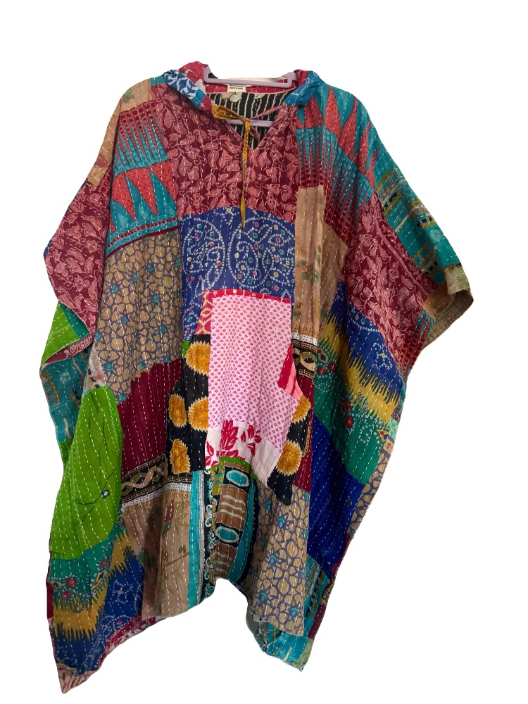 Funky Kantha patchwork poncho Thea top