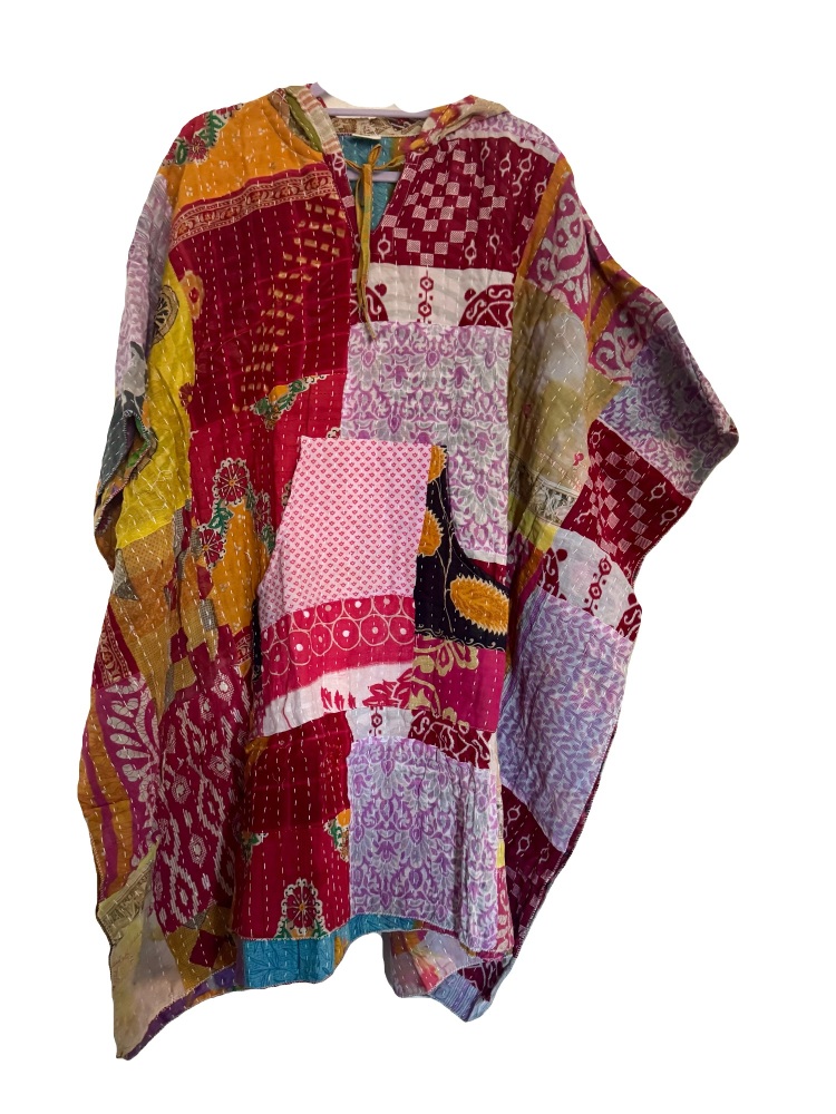 Funky Kantha patchwork poncho Thea top