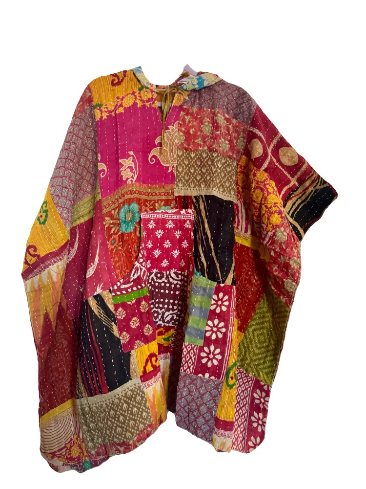 Funky Kantha patchwork poncho Thea top