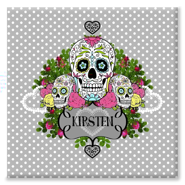 Sugar Skull day of the dead personalised canvas print gift