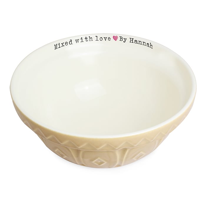 Personalised mixed with love ceramic mixing bowl