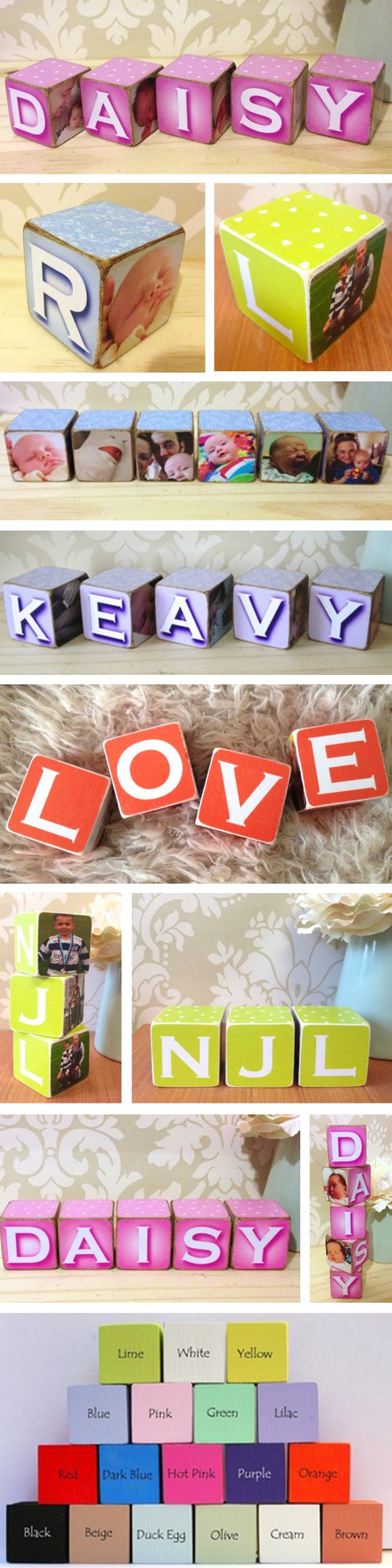 Personalised wooden name photo blocks