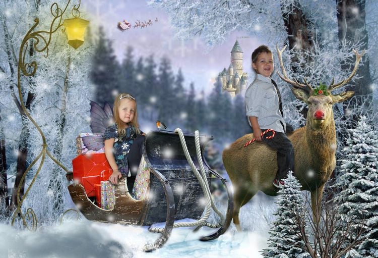 Sleigh Ride Christmas fantasy photo portrait