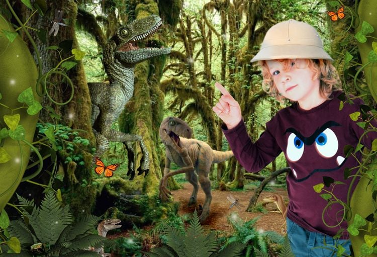 Dino Hunter jurassic dinosaur personalised photo gift