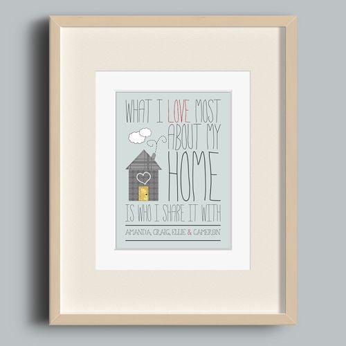I love my home personalised love print