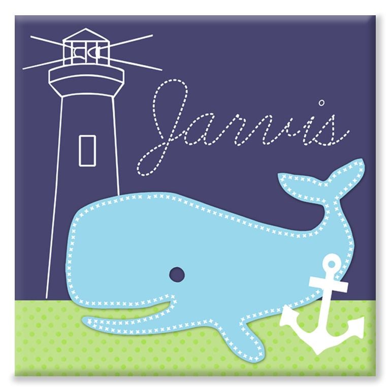 Whale personalised nautical name canvas