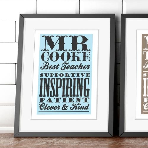 Personalised end of term teacher gift poster print